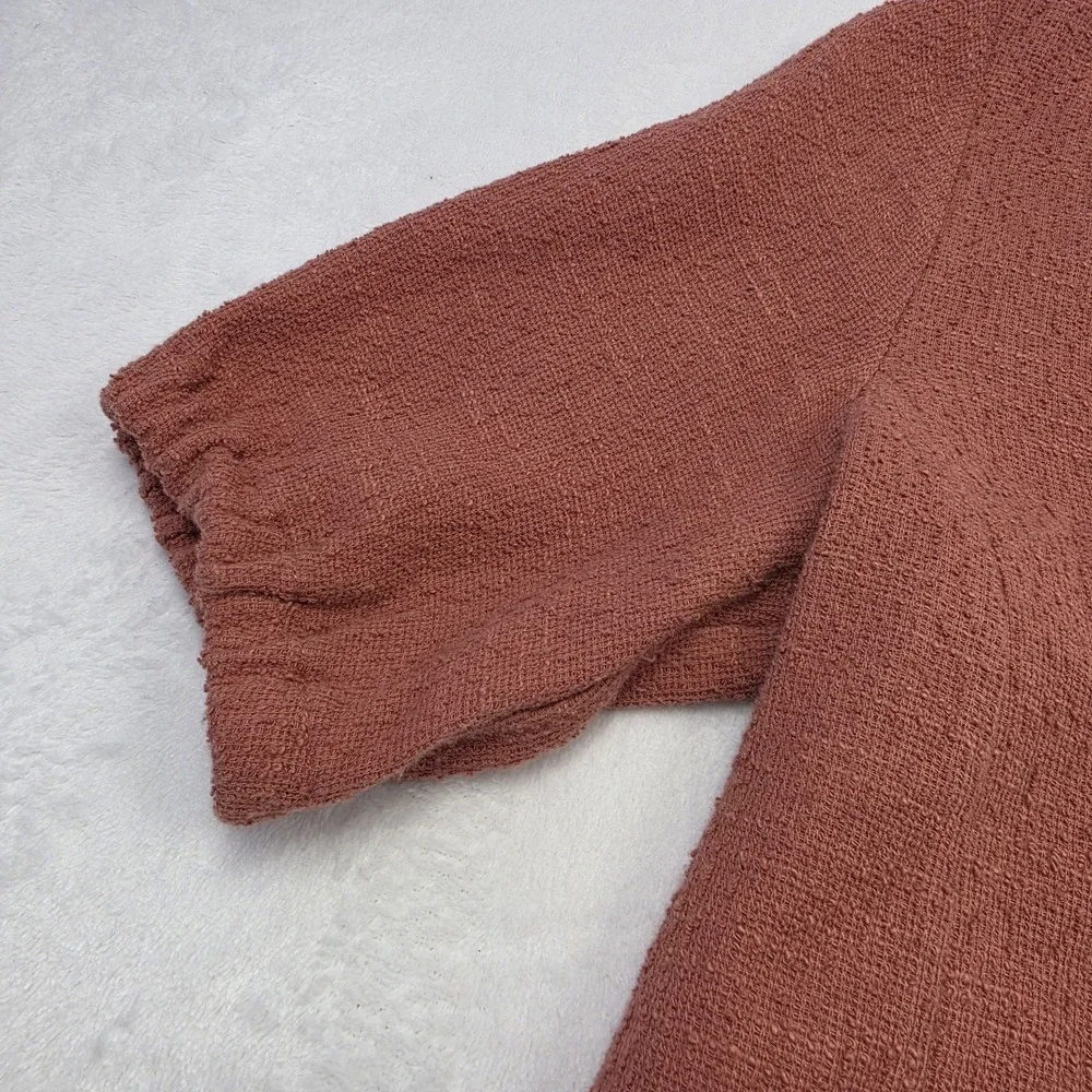 Madewell Texture & Thread Wrap Top Womens Small Rust Short Sleeve Tie Side